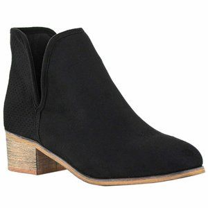 7 FOR ALL MANKIND / SEVEN7 Soho Ankle Boots, Black Suede Vegan Leather Slip On 8